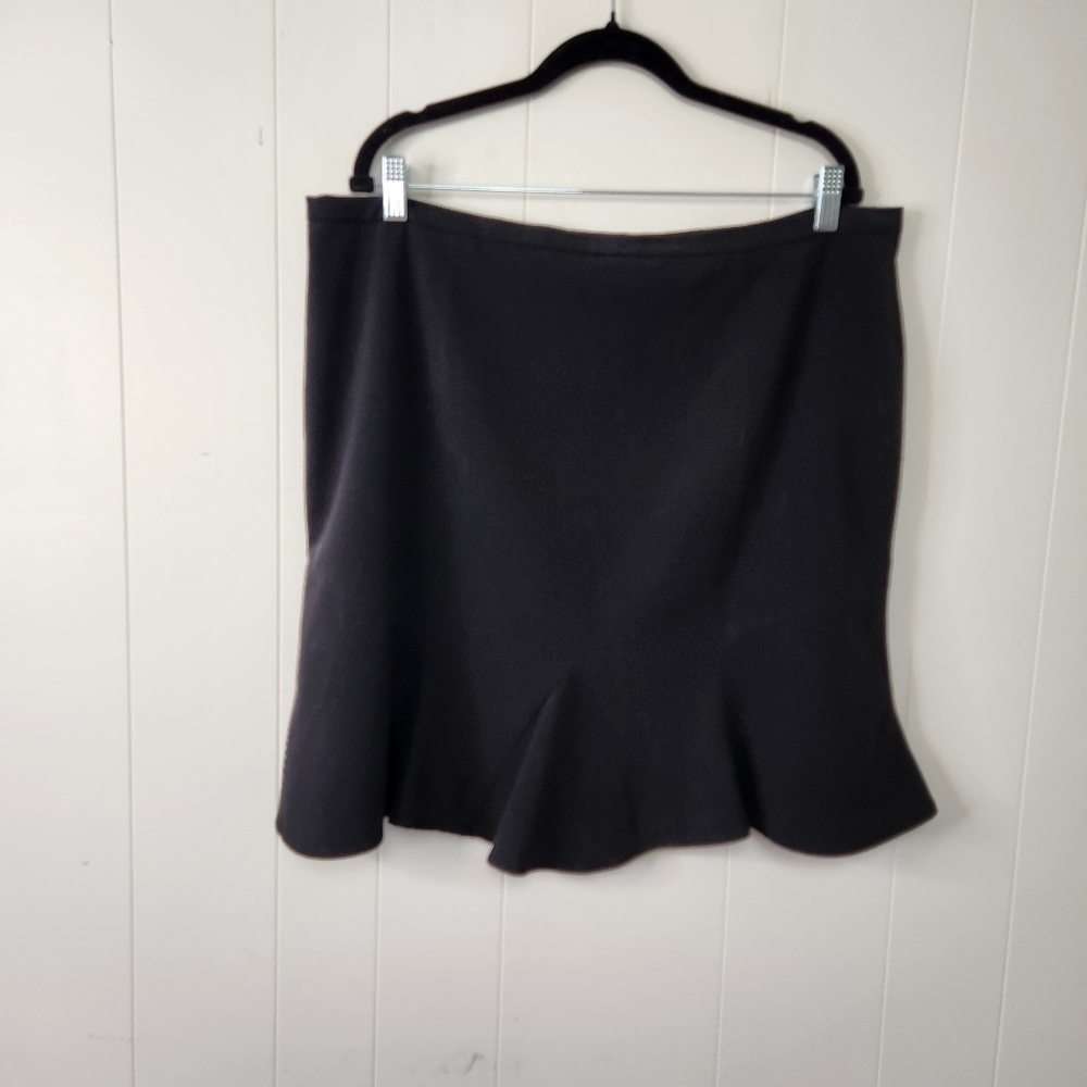 Rickis Black Flutter Pencil Skirt Office Minimalist High Waisted Rise Dressy